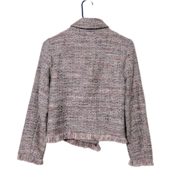 Cupcakes & Cashmere Multicolor Tweed Fringe Hem Moto Jacket Size XS - Picture 10 of 13
